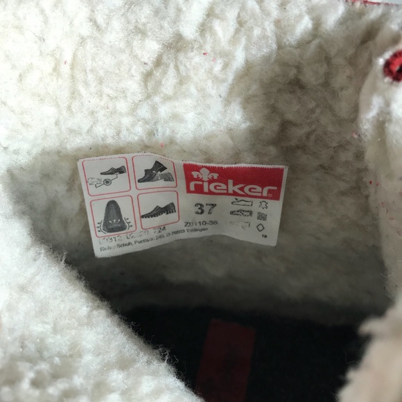 RIEKER short red suede fur booties 7 - Picture 5 of 5